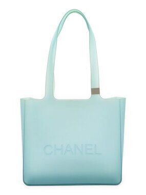 Chanel Logo Rubber Tote Bag Blue Series